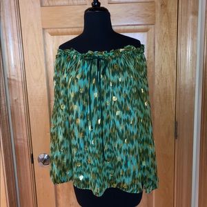 Bright green and gold blouse